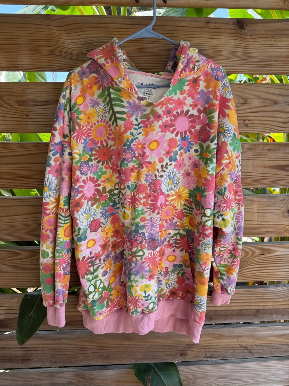Oversized Natural Life Pink Hooded Sweatshirt - Women